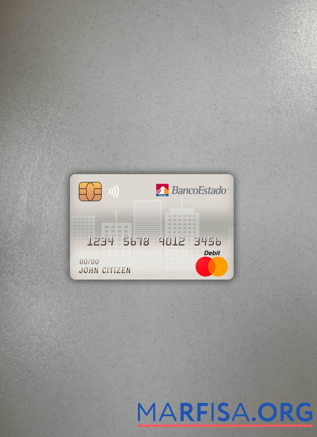 Blank Chile Banco del estado de chile bank master debit card photolook front download for verification